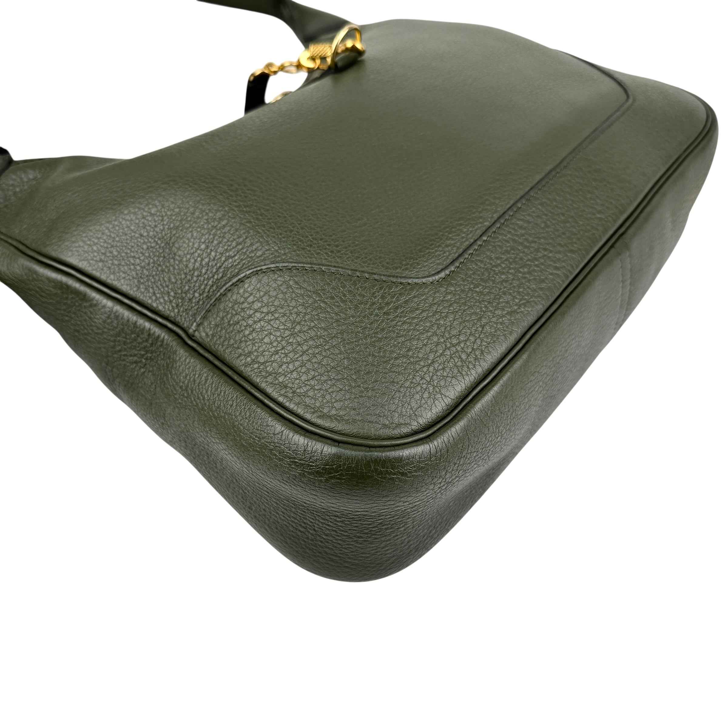 Hermès Trim Green Buffalo Leather Shoulder Bag