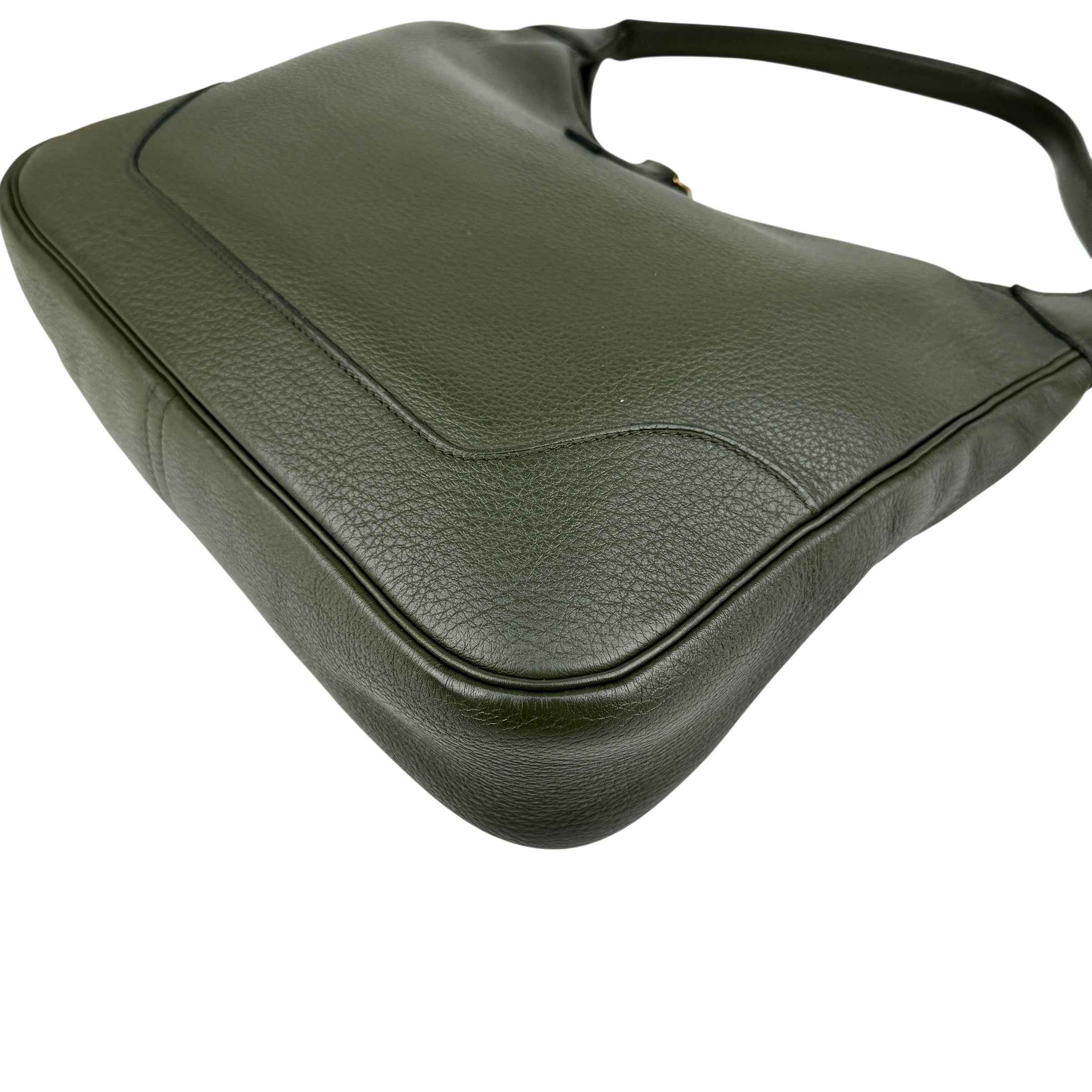 Hermès Trim Green Buffalo Leather Shoulder Bag