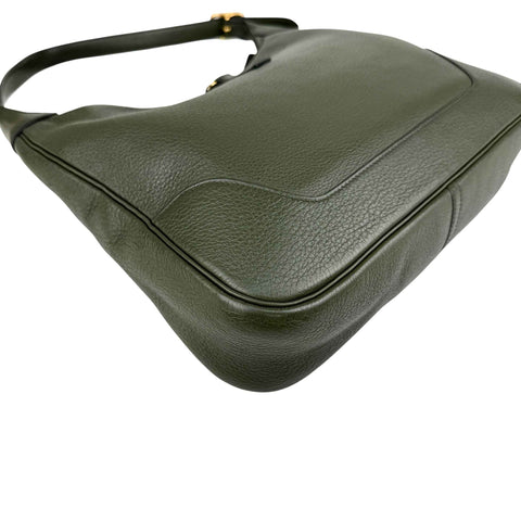 Hermès Trim Green Buffalo Leather Shoulder Bag