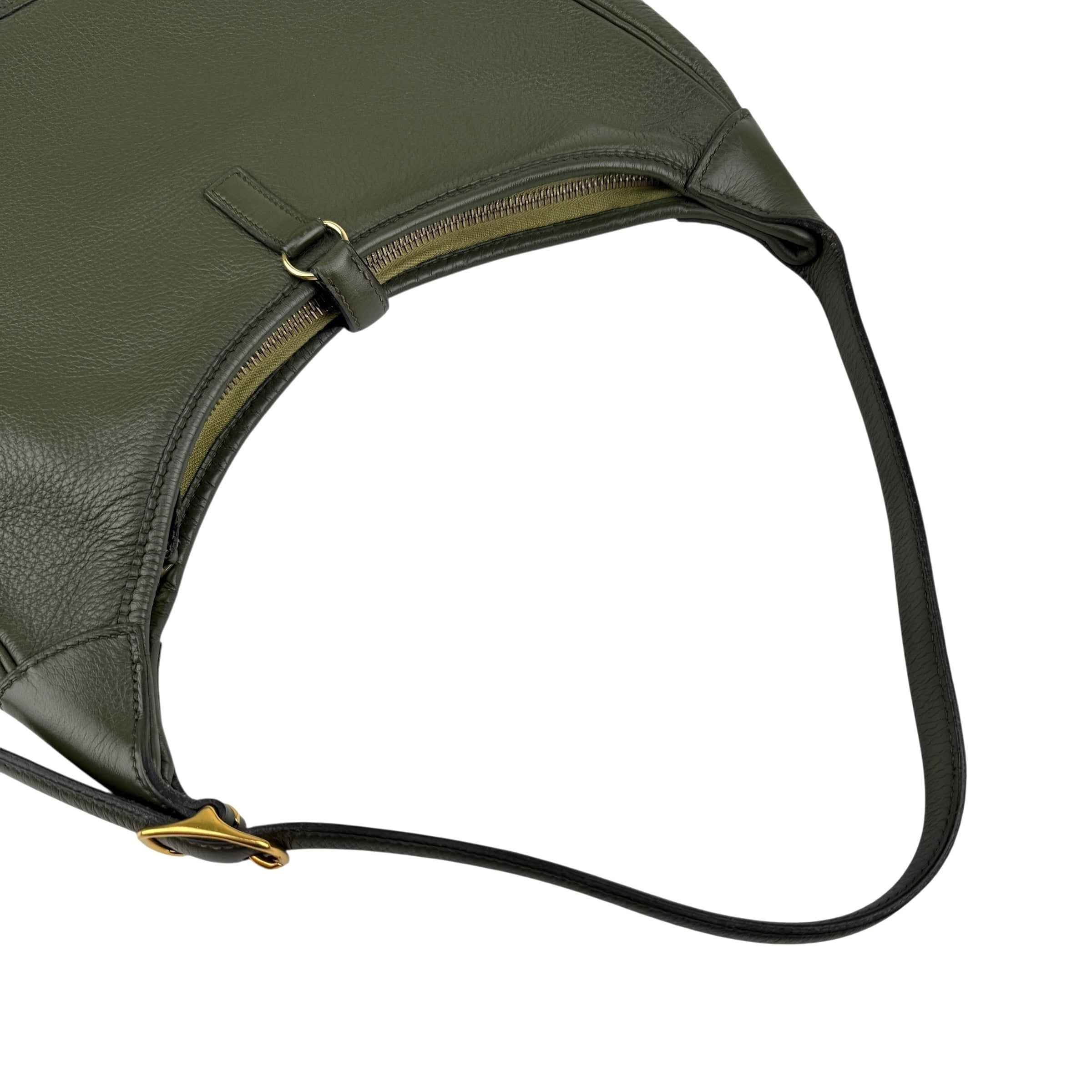 Hermès Trim Green Buffalo Leather Shoulder Bag