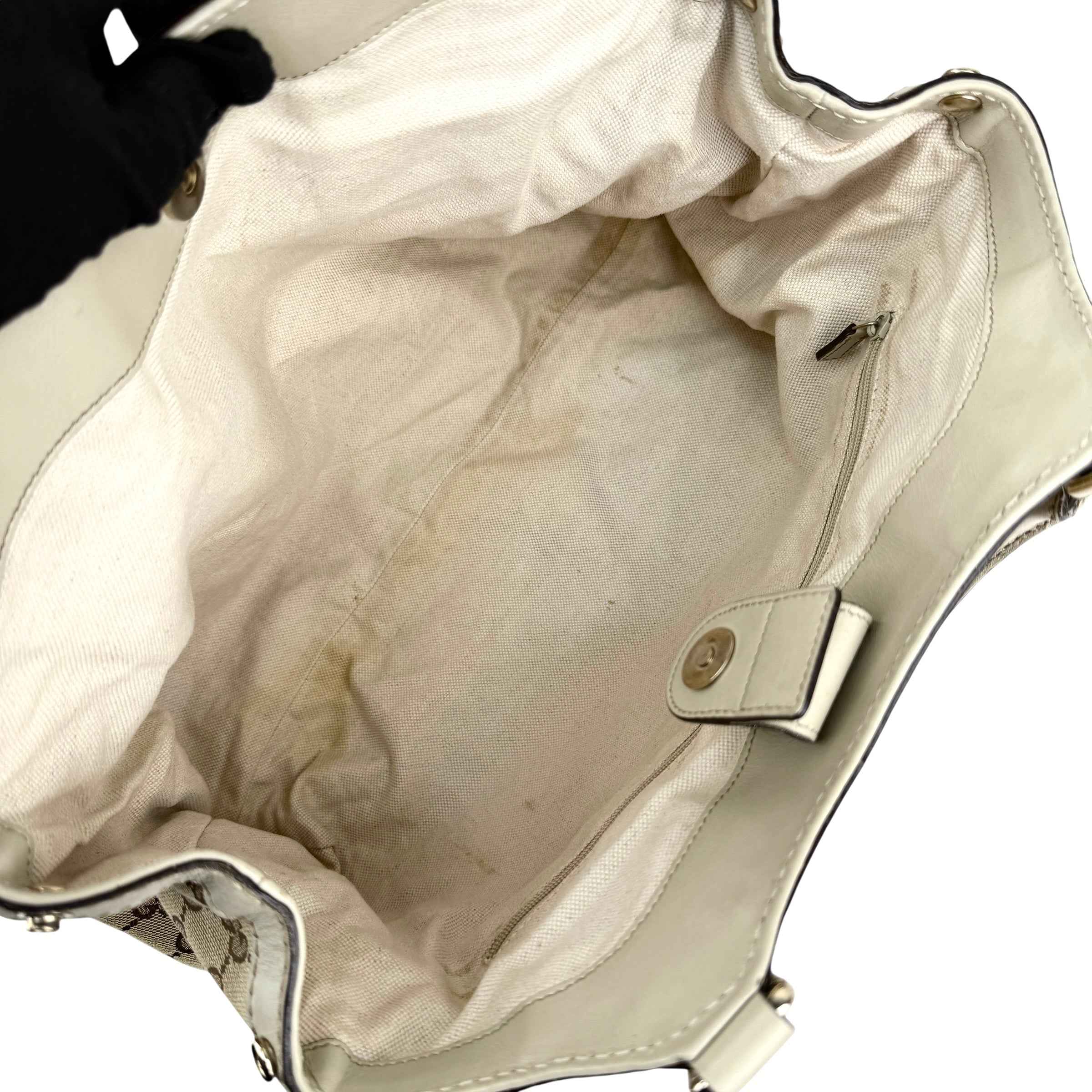 Gucci Beige/White GG Canvas Medium Sukey Tote Bag
