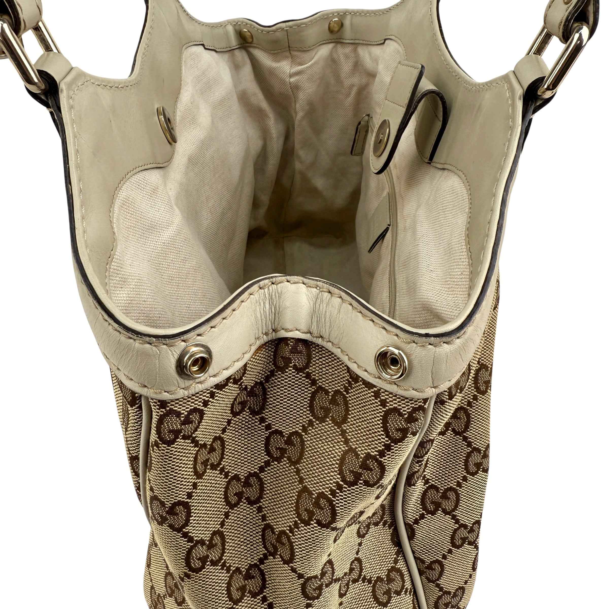 Gucci Beige/White GG Canvas Medium Sukey Tote Bag