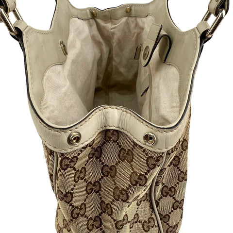 Gucci Beige/White GG Canvas Medium Sukey Tote Bag