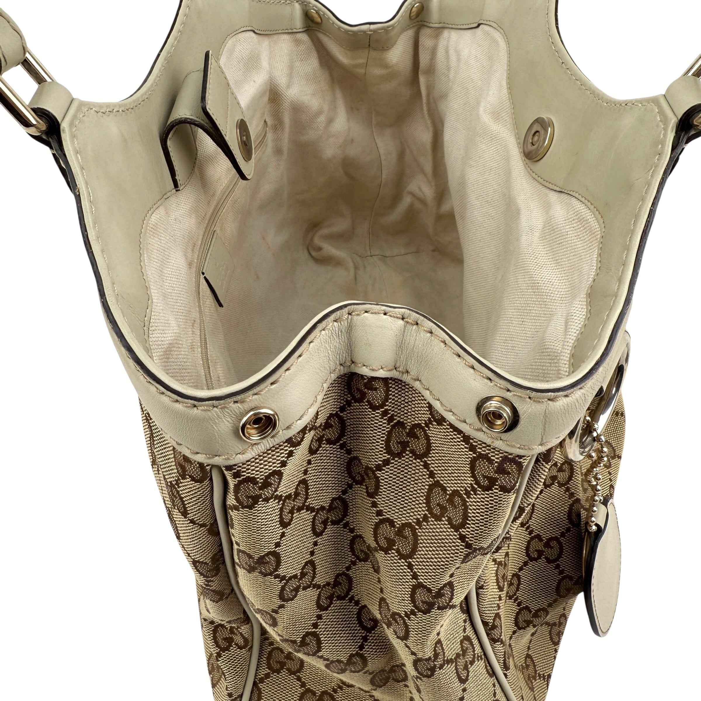 Gucci Beige/White GG Canvas Medium Sukey Tote Bag