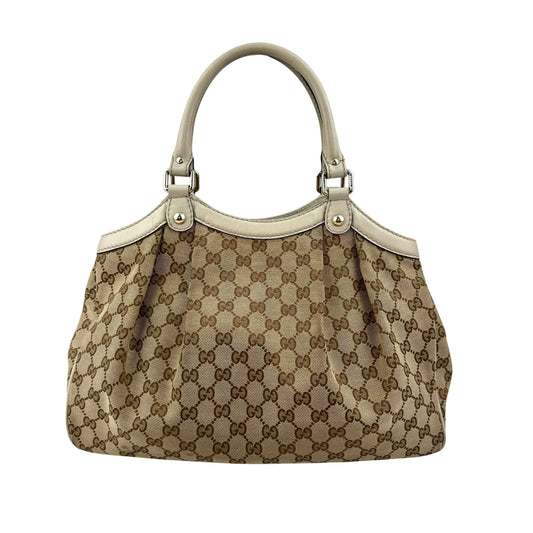 Gucci Beige/White GG Canvas Medium Sukey Tote Bag