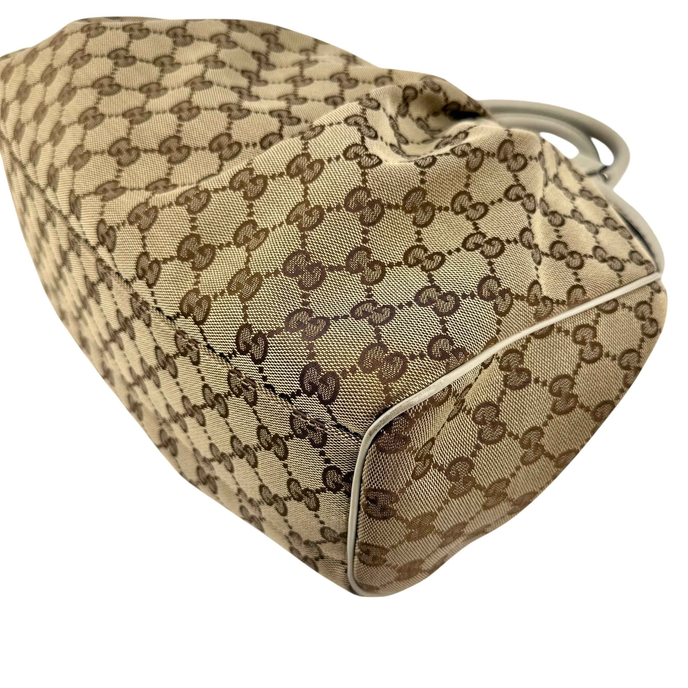 Gucci Beige/White GG Canvas Medium Sukey Tote Bag
