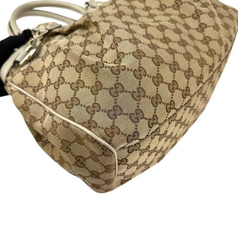 Gucci Beige/White GG Canvas Medium Sukey Tote Bag