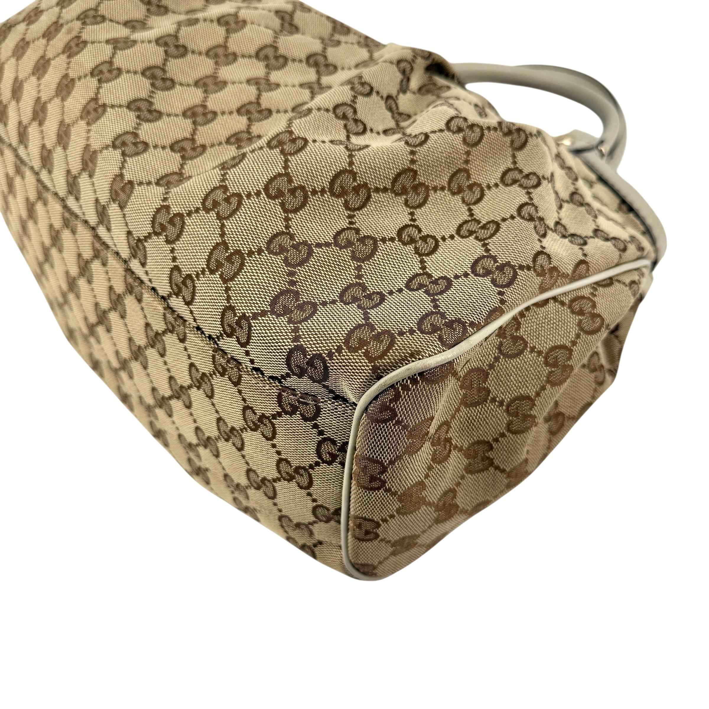 Gucci Beige/White GG Canvas Medium Sukey Tote Bag
