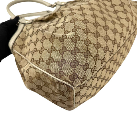 Gucci Beige/White GG Canvas Medium Sukey Tote Bag