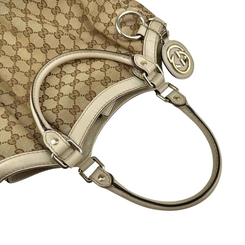 Gucci Beige/White GG Canvas Medium Sukey Tote Bag