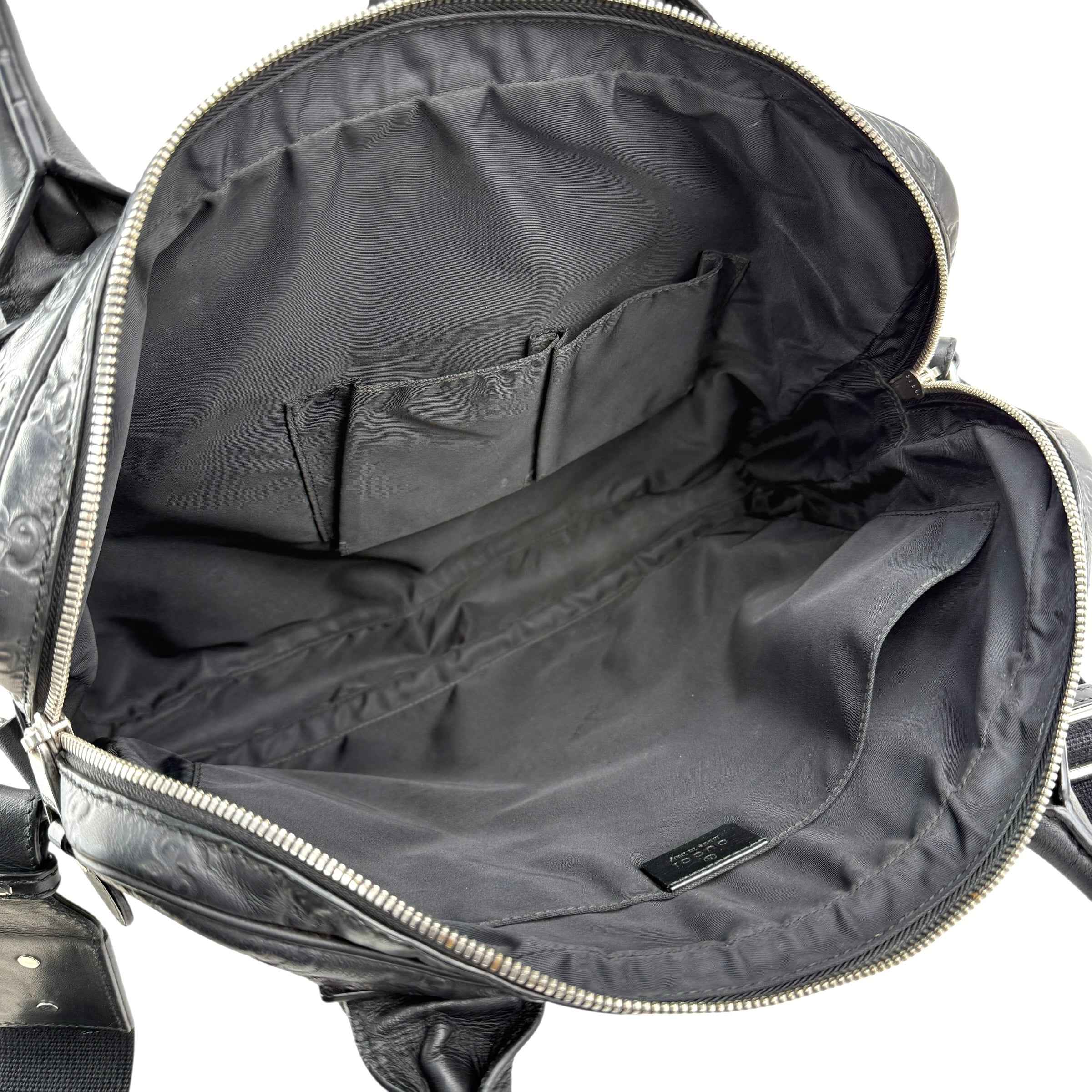 Gucci Black Guccissima Embossed Leather Briefcase Bag