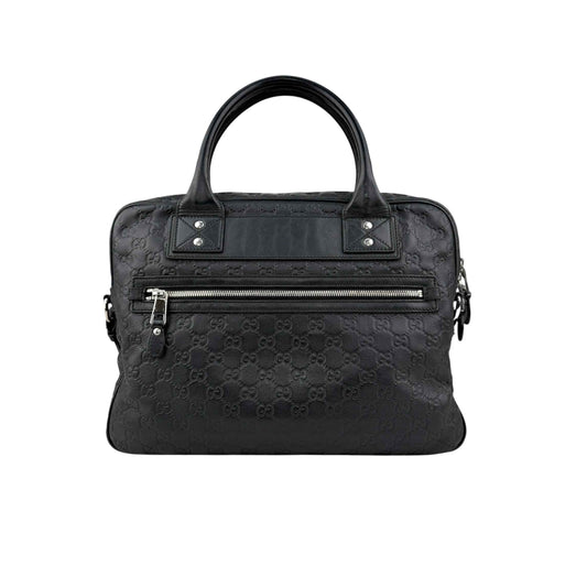 Gucci Black Guccissima Embossed Leather Briefcase Bag