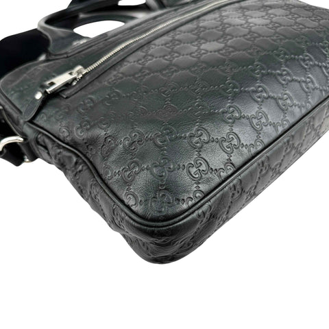 Gucci Black Guccissima Embossed Leather Briefcase Bag