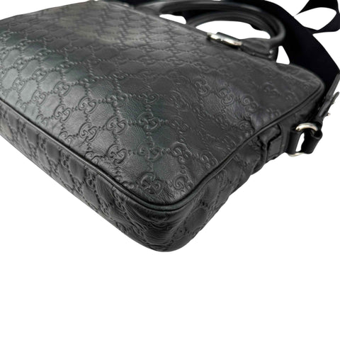 Gucci Black Guccissima Embossed Leather Briefcase Bag