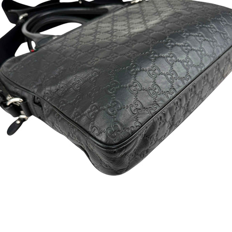 Gucci Black Guccissima Embossed Leather Briefcase Bag