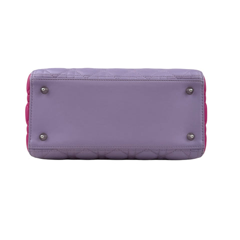 Pre-owned Dior Light Purple/Rose Sorbet Cannage Quilted Lambskin Leather Medium Lady bag