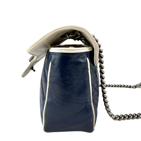 Gucci Navy and white GG Marmont shoulder bag