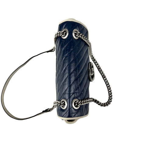 Gucci Navy and white GG Marmont shoulder bag