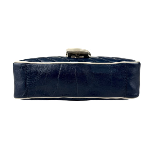 Gucci Navy and white GG Marmont shoulder bag