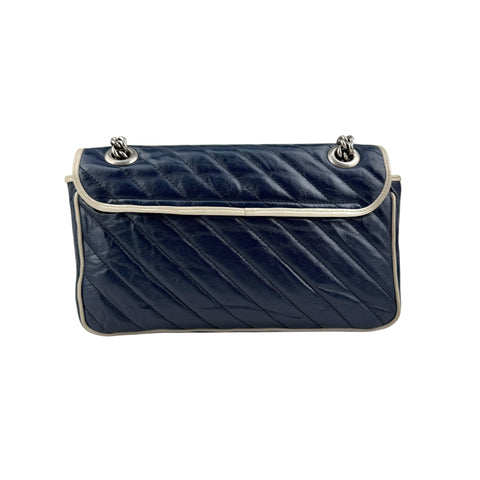 Gucci Navy and white GG Marmont shoulder bag