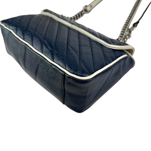 Gucci Navy and white GG Marmont shoulder bag