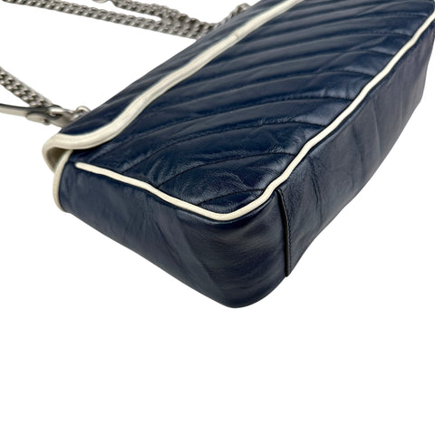 Gucci Navy and white GG Marmont shoulder bag