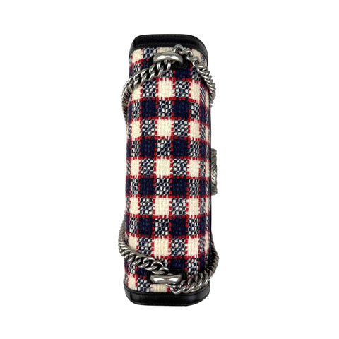 Gucci Tweed Check Dionysus Shoulder Bag White Hibiscus Red Marine