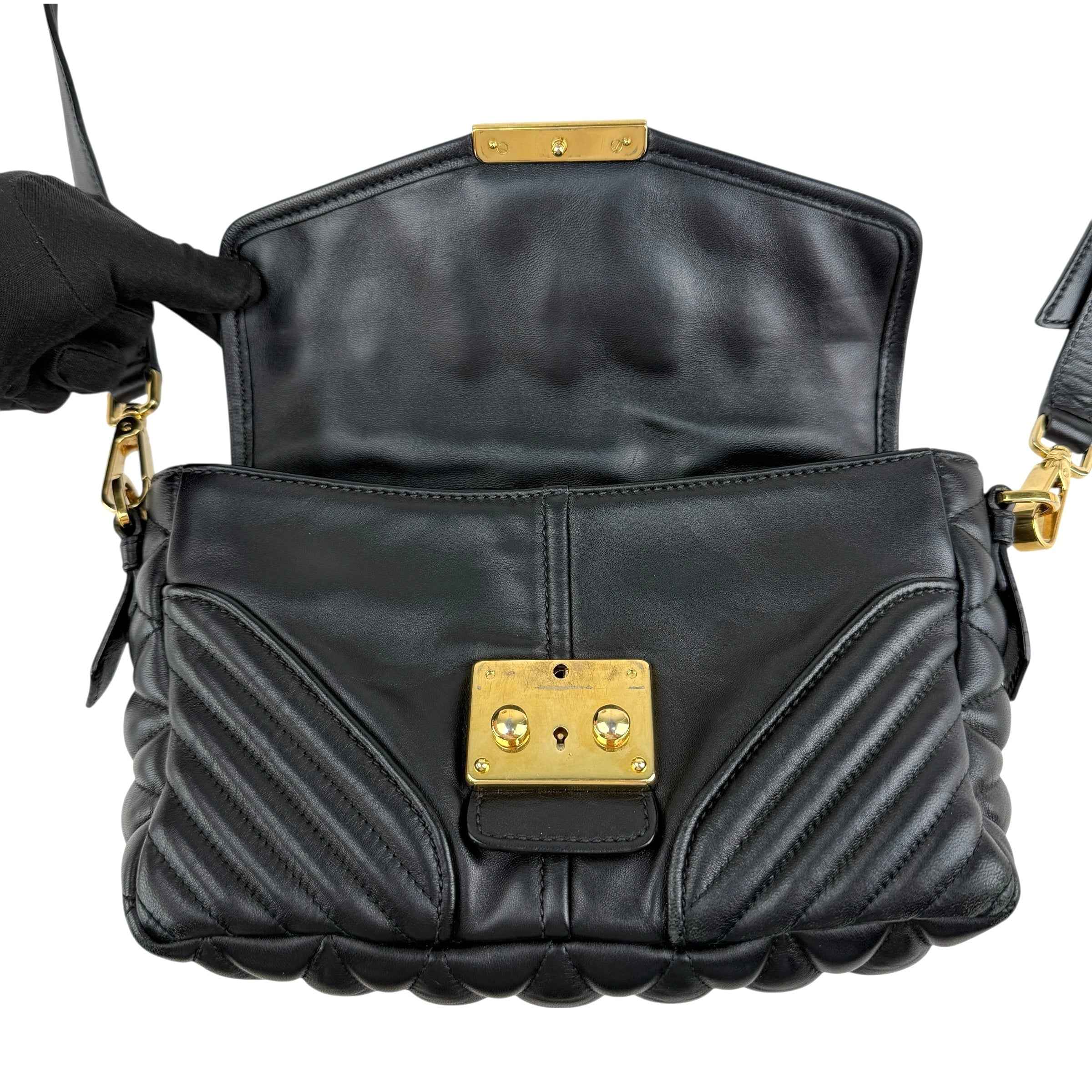 Miu Miu nappa matelassé biker shoulder bag