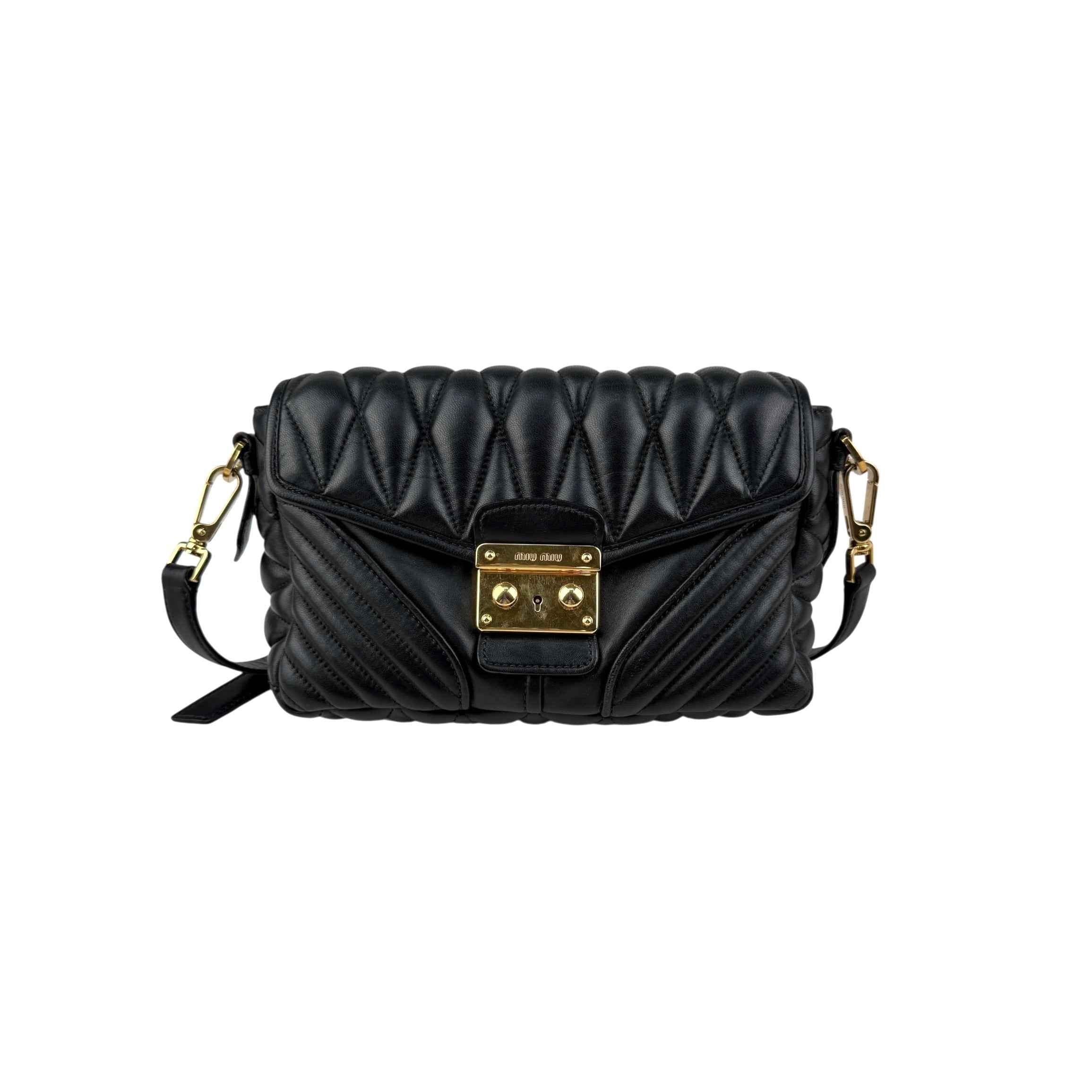 Miu Miu nappa matelassé biker shoulder bag
