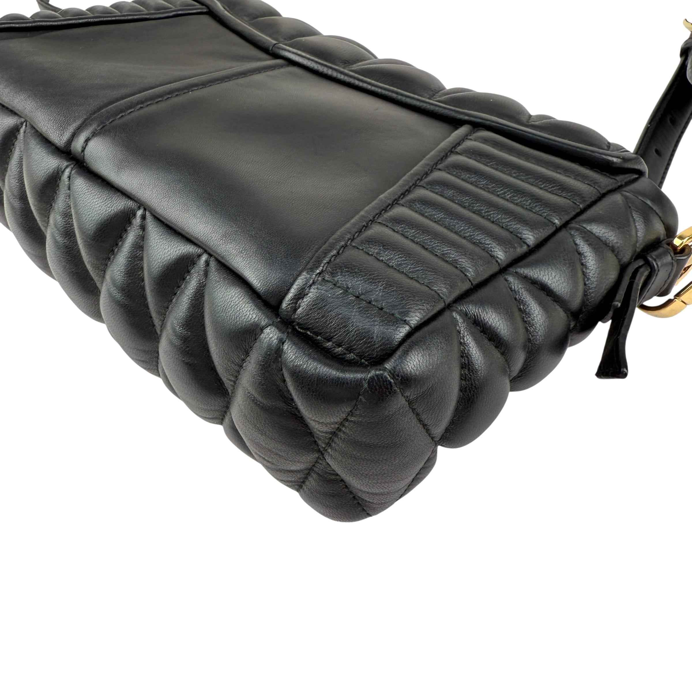Miu Miu nappa matelassé biker shoulder bag