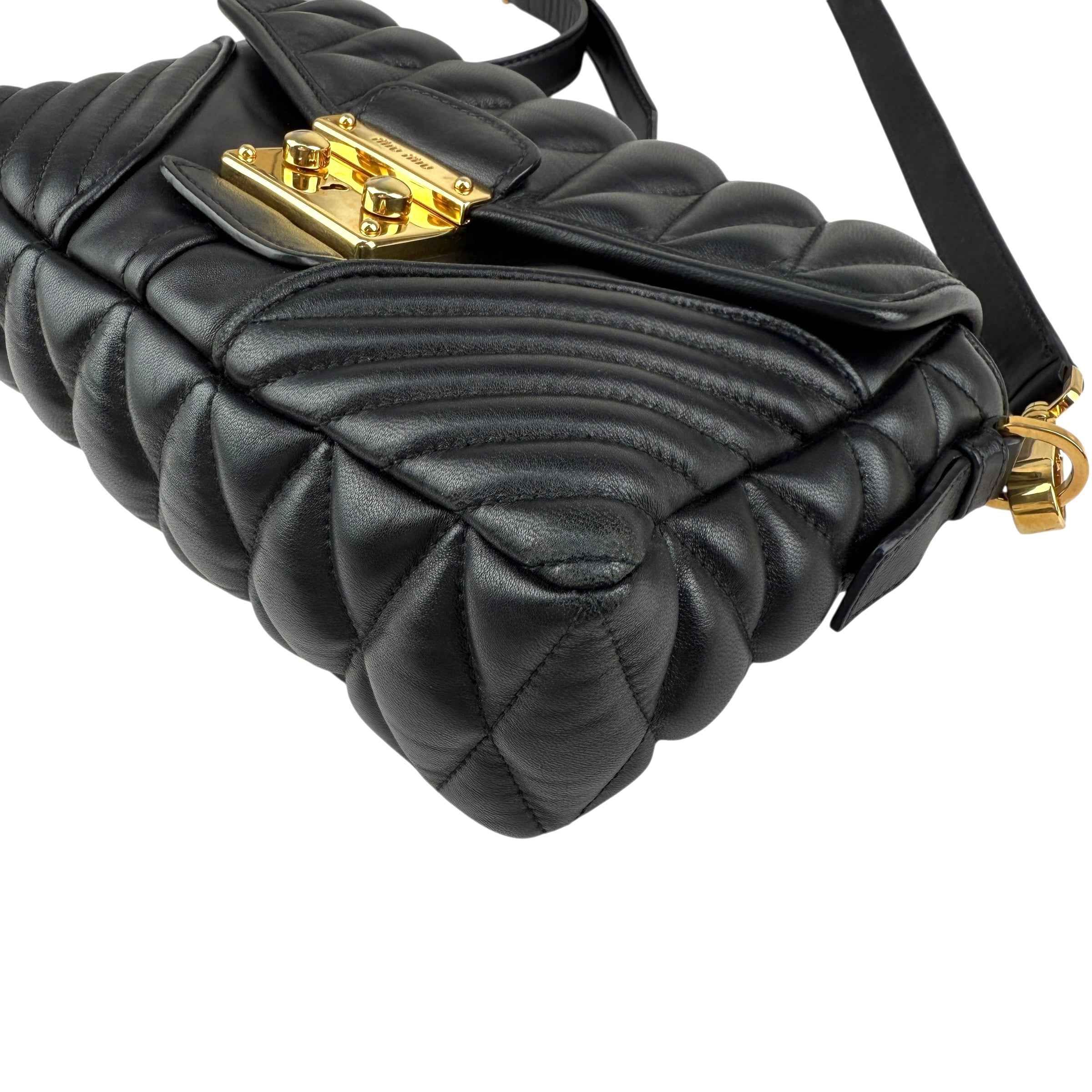 Miu Miu nappa matelassé biker shoulder bag