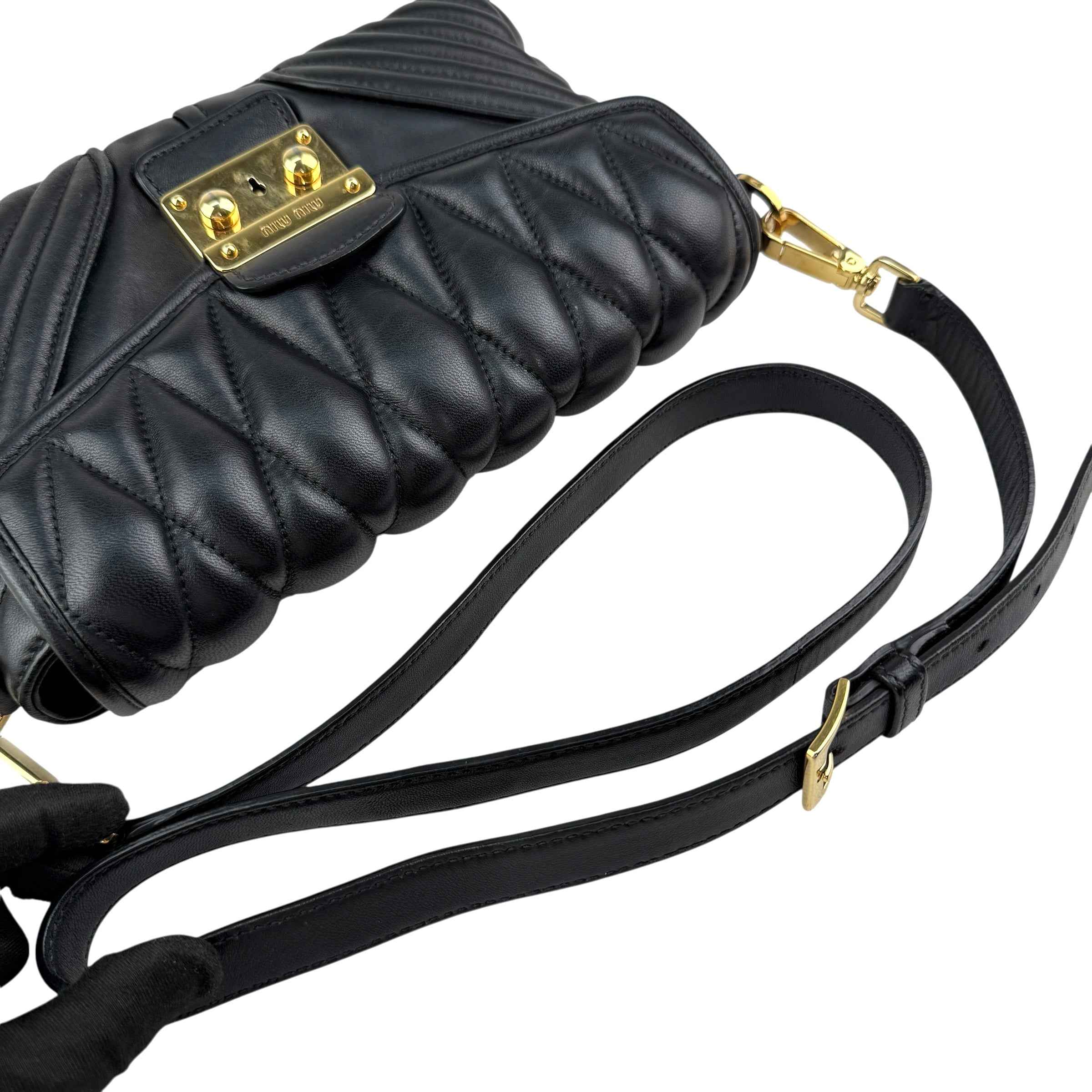 Miu Miu nappa matelassé biker shoulder bag