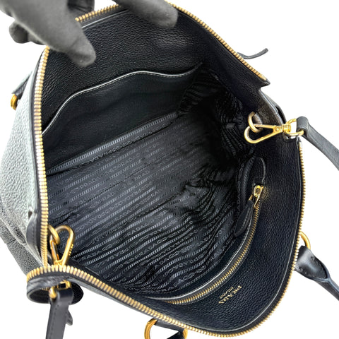 Pre-owned Prada Black Vitello Daino Leather Tote tote bag