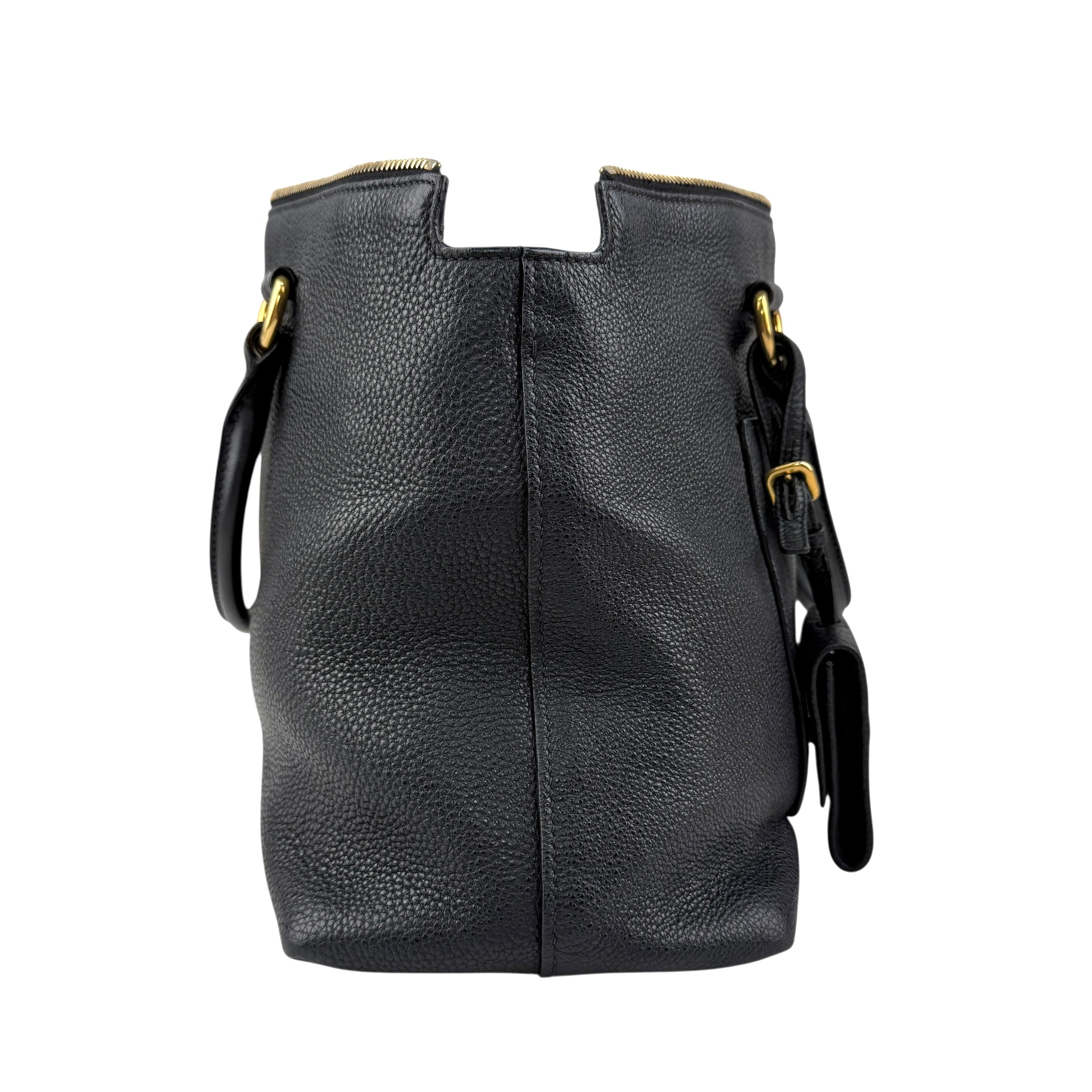 Pre-owned Prada Black Vitello Daino Leather Tote tote bag