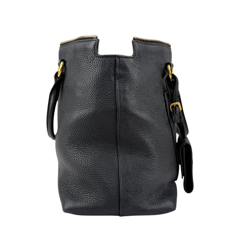 Pre-owned Prada Black Vitello Daino Leather Tote tote bag