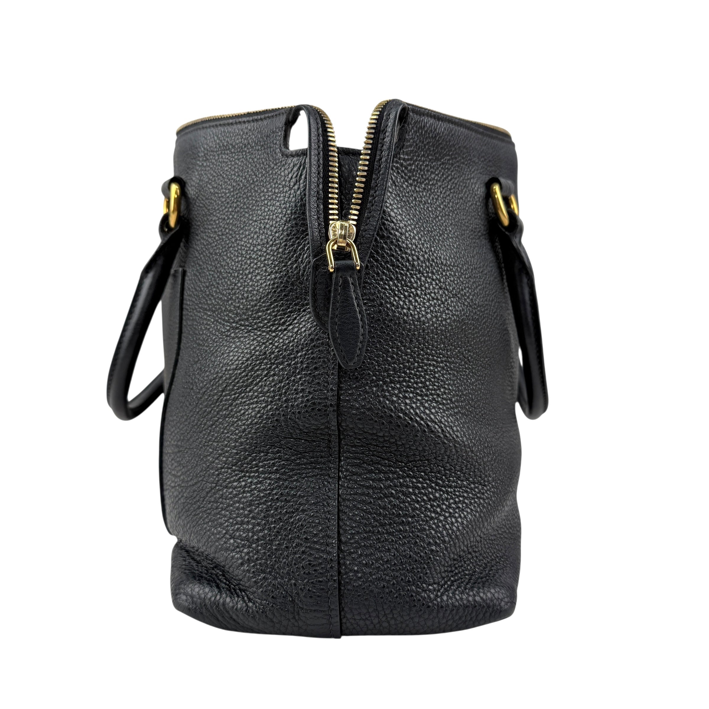 Pre-owned Prada Black Vitello Daino Leather Tote tote bag