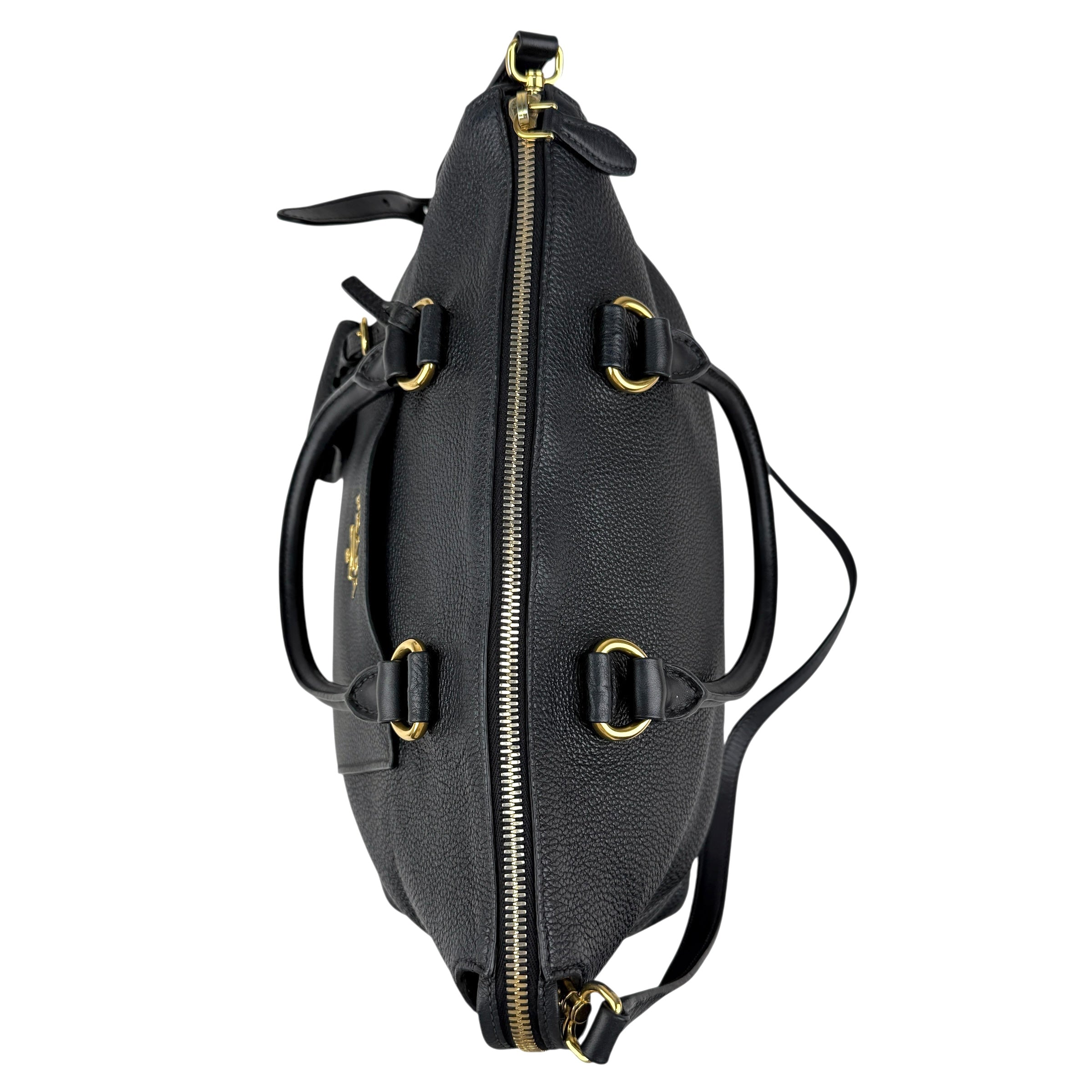 Pre-owned Prada Black Vitello Daino Leather Tote tote bag