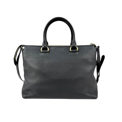 Pre-owned Prada Black Vitello Daino Leather Tote tote bag