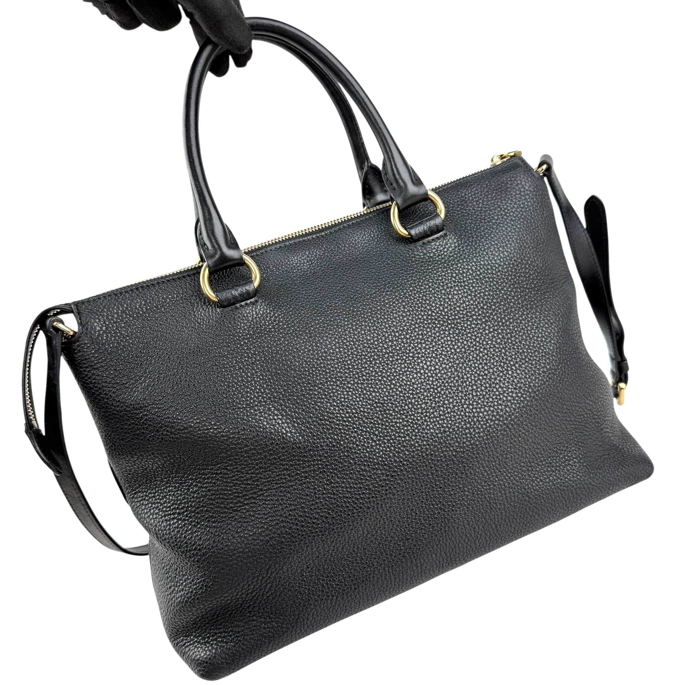 Pre-owned Prada Black Vitello Daino Leather Tote tote bag