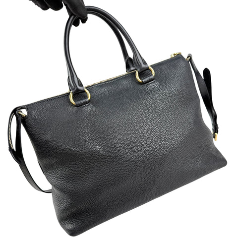 Pre-owned Prada Black Vitello Daino Leather Tote tote bag