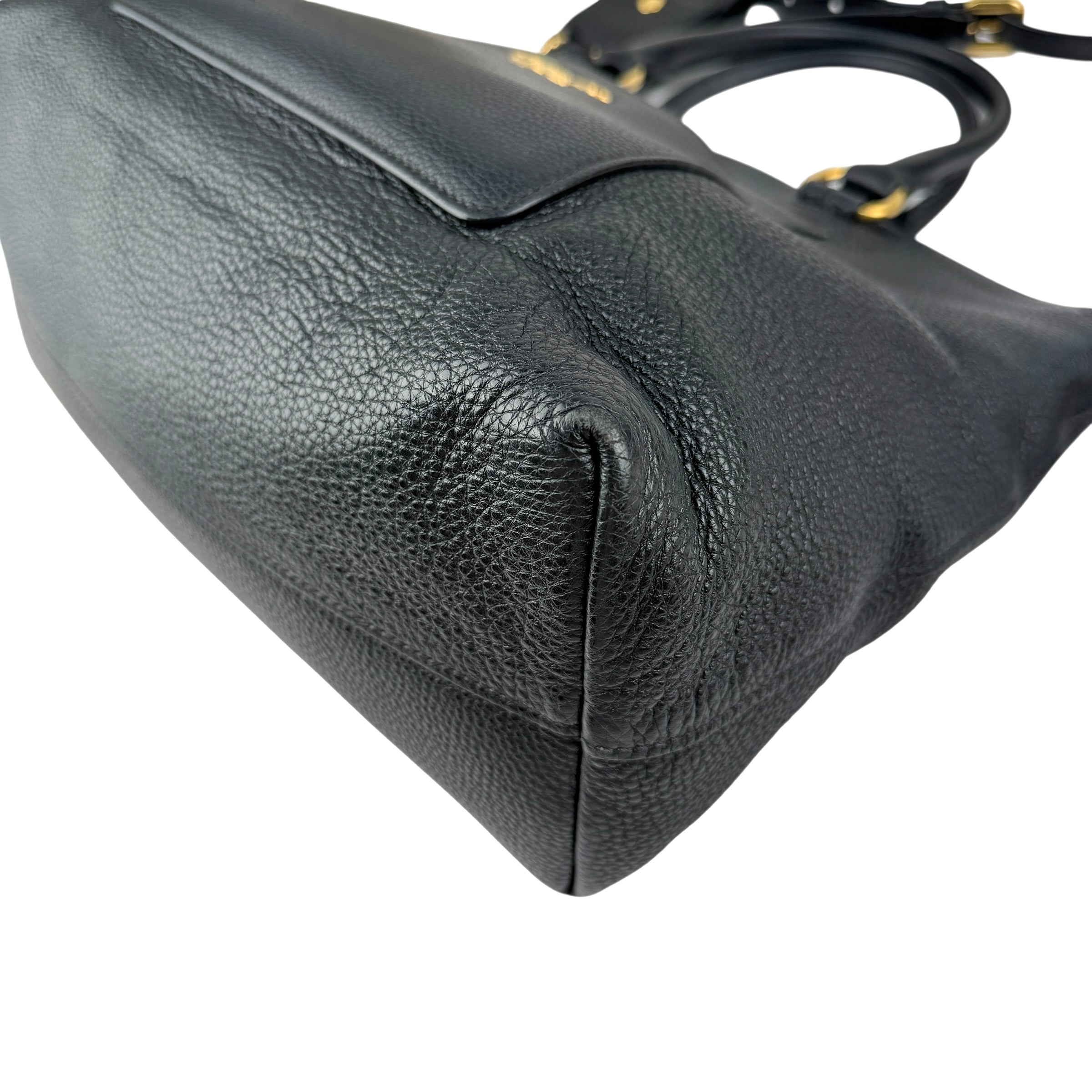 Pre-owned Prada Black Vitello Daino Leather Tote tote bag
