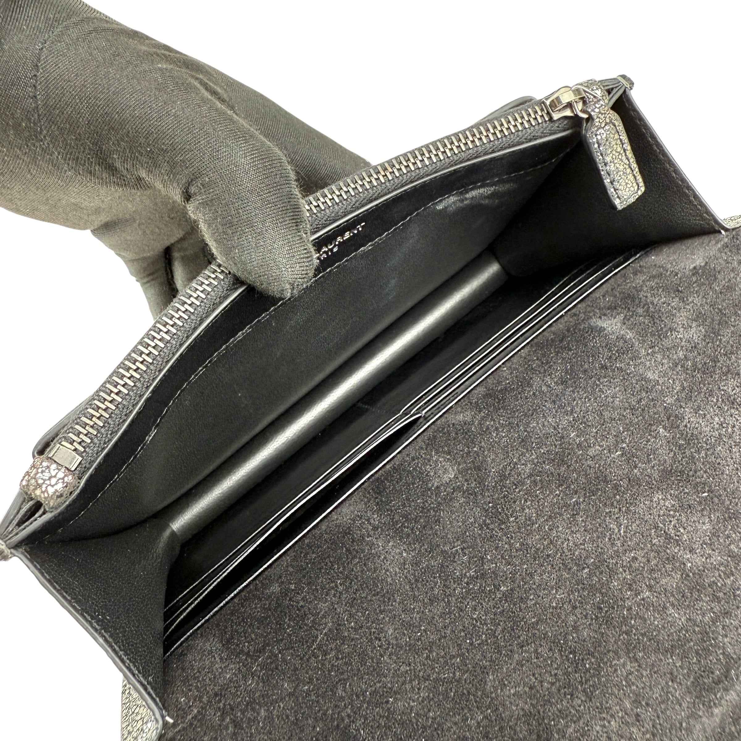 Saint Laurent Silver Metallic Sunset Chain Wallet