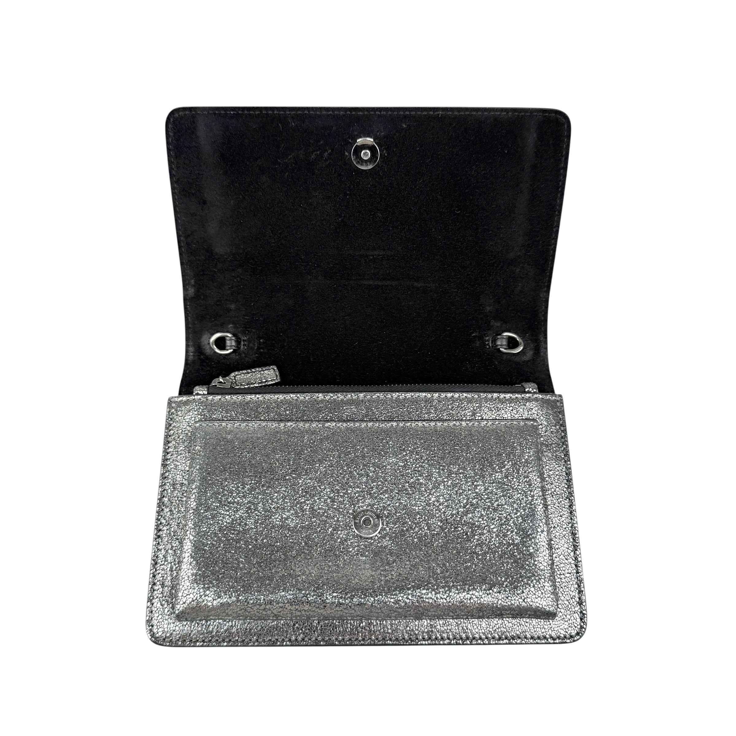 Saint Laurent Silver Metallic Sunset Chain Wallet
