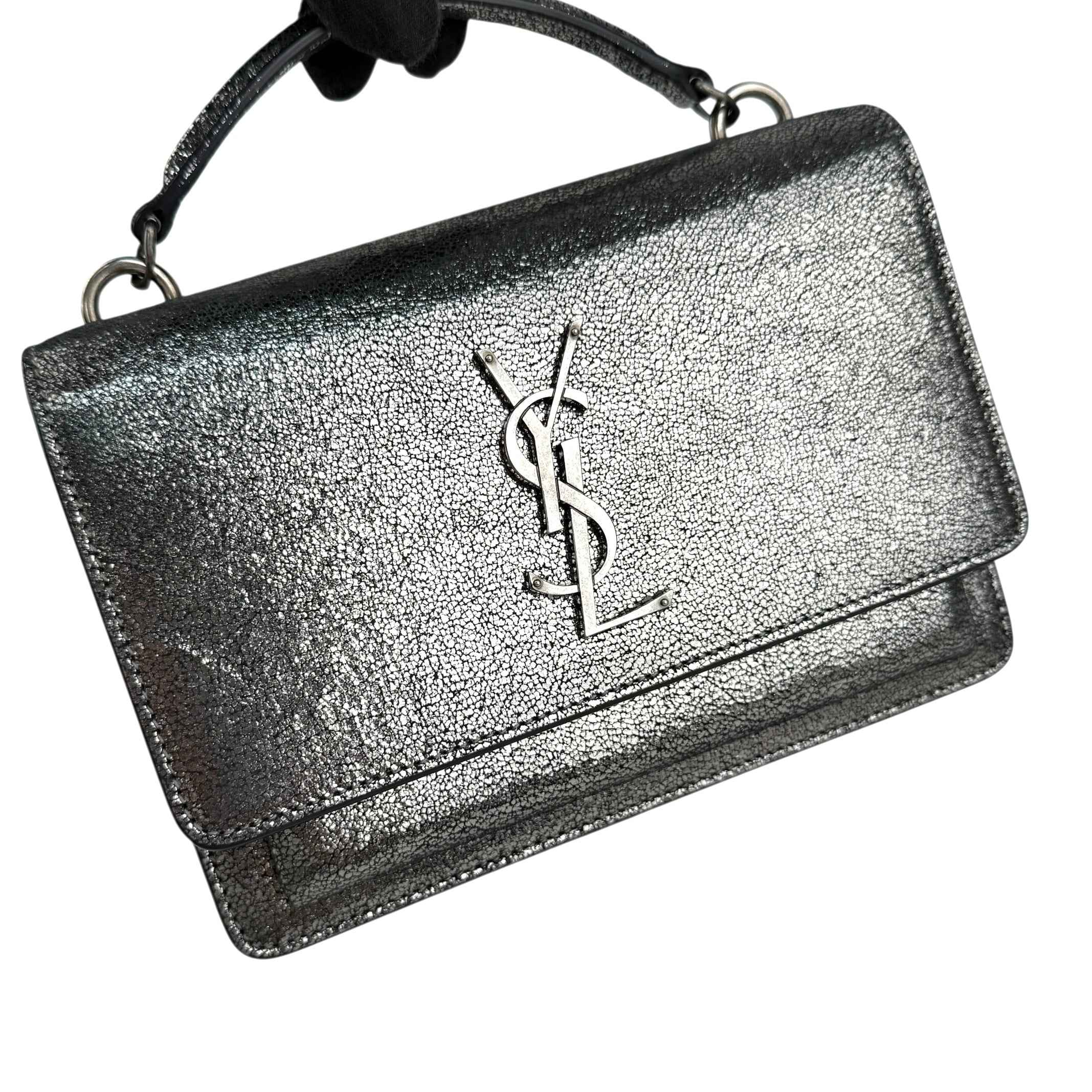 Saint Laurent Silver Metallic Sunset Chain Wallet
