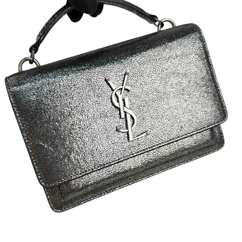 Saint Laurent Silver Metallic Sunset Chain Wallet