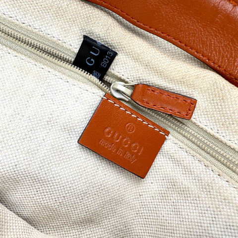 Pre-owned Gucci Beige Monogram Orange Leather Sukey Medium Tote Bag Cloth