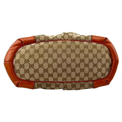 Pre-owned Gucci Beige Monogram Orange Leather Sukey Medium Tote Bag Cloth