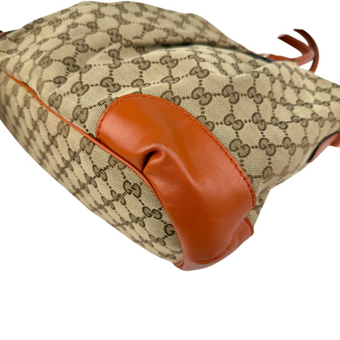 Pre-owned Gucci Beige Monogram Orange Leather Sukey Medium Tote Bag Cloth