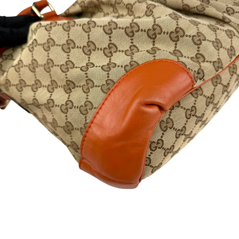 Pre-owned Gucci Beige Monogram Orange Leather Sukey Medium Tote Bag Cloth