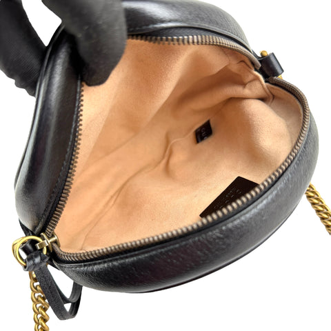 Gucci Black Quilted Leather Marmont Round Mini Crossbody Bag